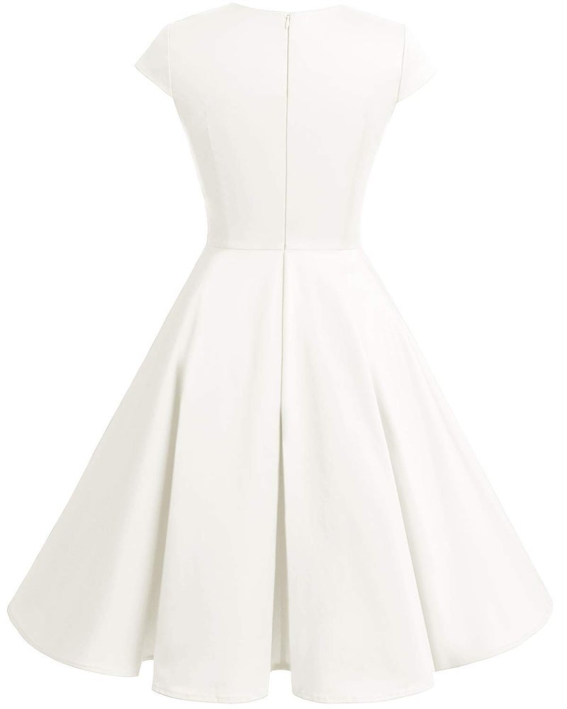 Bbonlinedress Vintage White Wedding Dress Women Plus Size 1950s Retro Cocktail Formal Swing Party Dress Off White 3XL - Image 4